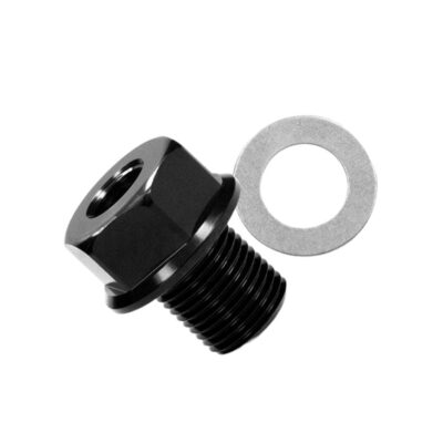 Tornillo adaptador sensor temperatura Voca Minarelli AM6. Es válido para sensores de temperatura con rosca PT1/8x28 (Medida original de marcador de temperatura Kosso, Voca, etc.). Válido para motor Minarelli AM6, como Beta, Beta RRT, Trueba, XSeries, Rieju R. Rieju RR, Rieju MRT, Aprilia RS, entre otras. Medidas: M14x1,25. Este adaptador es necesario para montar marcador de temperatura en cilindro de AM6. Color negro