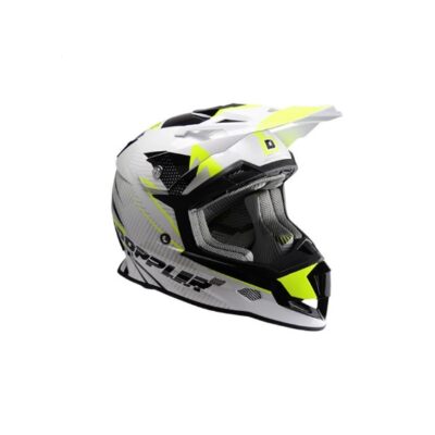 Casco Cross Doppler Blanco Y Amarillo Fluor