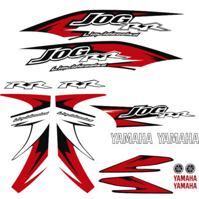 Adhesivos Yamaha Jog R/RR tipo original azul. Este kit de adhesivos es válido para Yamaha Jog R/RR. El kit incluye pegatinas para todas las cachas o plásticos del carenado exterior. En la imagen pueden ver una foto de como quedan pegados.