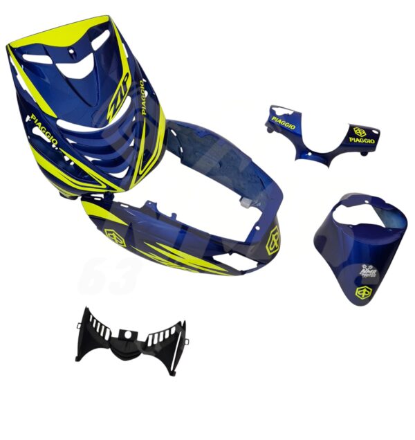 Carenado Piaggio Zip Sp Azul Eléctrico + Adhesivos Amarillo Flúor Photoroom