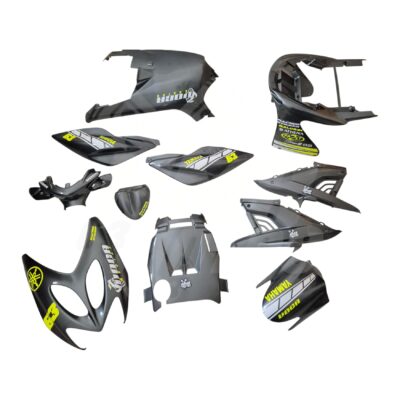 Carenado Yamaha Aerox Gris Antracita + Adhesivos Voca Amarillo Y Blanco Photoroom