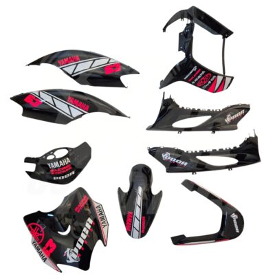 Carenado Yamaha Jog R Rr Negro + Adhesivos Voca Rosa Y Blanco Photoroom