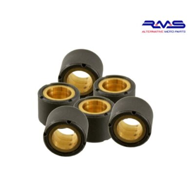 Rodillos 15x12mm RMS. Este juego de 6 rodillos del fabricante italiano RMS aporta resistencia y durabilidad, ya que presenta calidad original. Estos rodillos son montados en motos como Yamaha Jog R/RR, Aerox, Neos, Beta ARK, Aprilia Sonic, Jog antigua, entre otras. Elige los gramos que necesites en el desplegable.