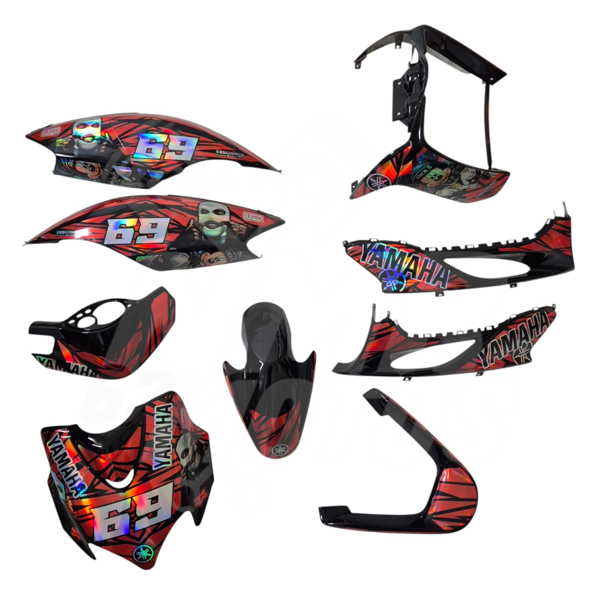 Carenado Yamaha Jog R Rr Negro + Adhesivos Mickey HologrÁfico Photoroom