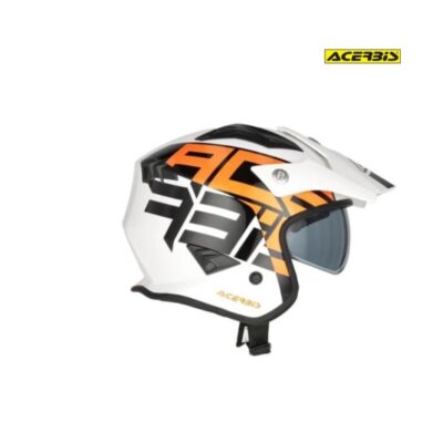 Casco Acerbis Jet Aria Graphic Naranja FlÚor Y Blanco.