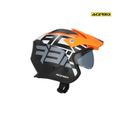 Casco Acerbis Jet Aria Graphic Naranja FlÚor Y Negro.