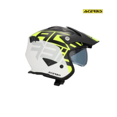 Casco Acerbis Jet Aria Graphic Sport Amarillo FlÚor Y Negro..