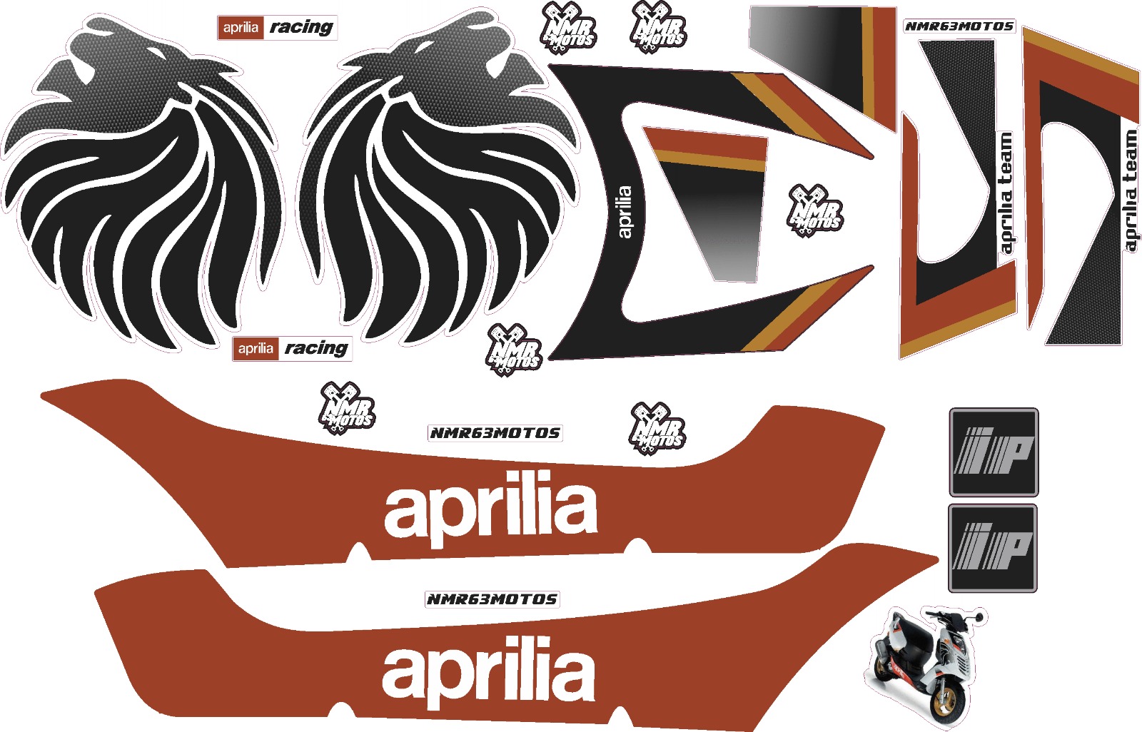 Adhesivos Aprilia Sonic ClÁsica Negro.