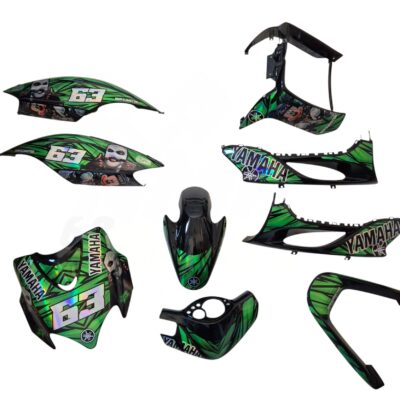 Carenado Yamaha Jog R Rr Negro + Adhesivos Mickey HologrÁfico Verde Photoroom