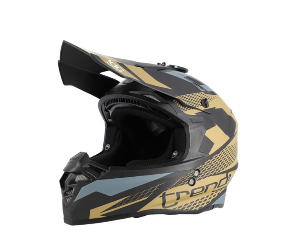 Casco Cross Trendy Negro Y Bronce Mate