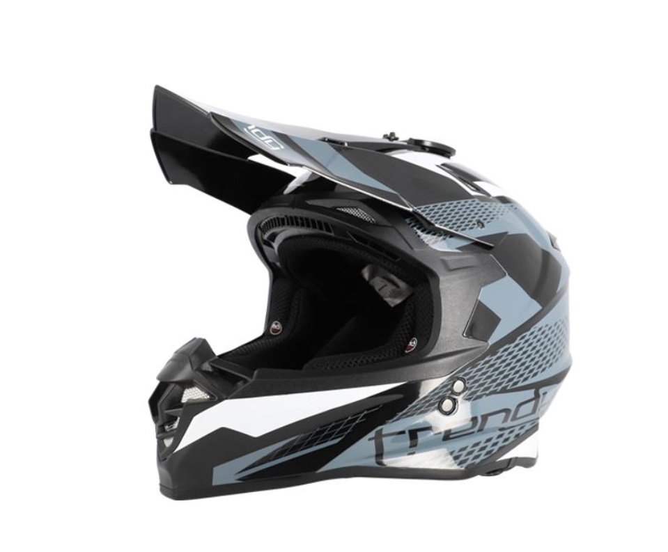Casco Cross Trendy Negro Y Gris Mate