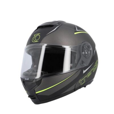 Casco Integral Modular Trendy Gris Antracita Y Amarillo Mate.