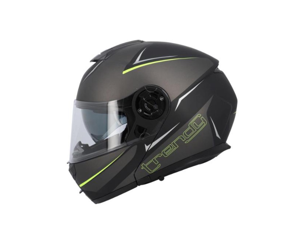 Casco Integral Modular Trendy Gris Antracita Y Amarillo Mate...