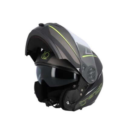 Casco Integral Modular Trendy Gris Antracita Y Amarillo Mate