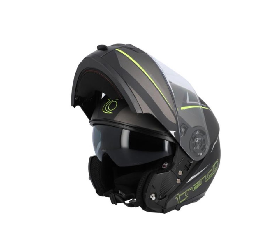 Casco Integral Modular Trendy Gris Antracita Y Amarillo Mate